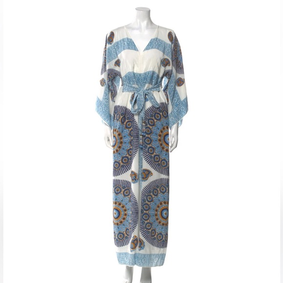 Calypso St. Barth Dresses & Skirts - Calypso St. Barth sz S blue and white medallion print silk maxi dress.
